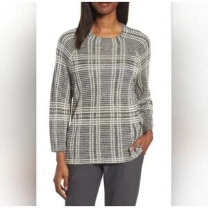 Eileen Fisher Sweater Womens Xs Tencel Merino Wool Roundneck Knit Pullover